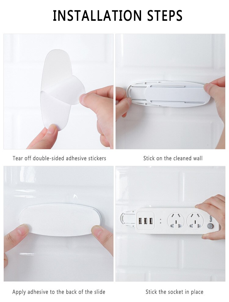 Seamless Punch-free Plug Sticker Holder Wall Self-adhesive Power Board Router Bracket Socket Storage Wall Hanger Bracket Gadget