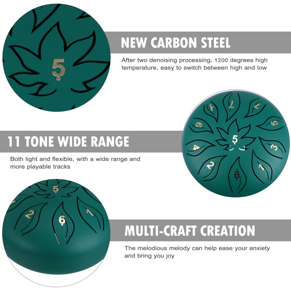 1 Set Percussion Musical Instrument 11 Tune Tongue Drum with Finger Cots