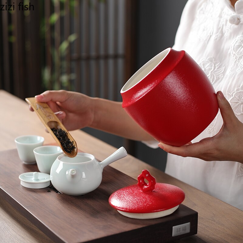 Modern Stoneware Tea Bag Storage Jar Ceramic Large-capacity Sealed Jar Candy Dried Fruit Storage Tank Tea Container Kitchen Tool