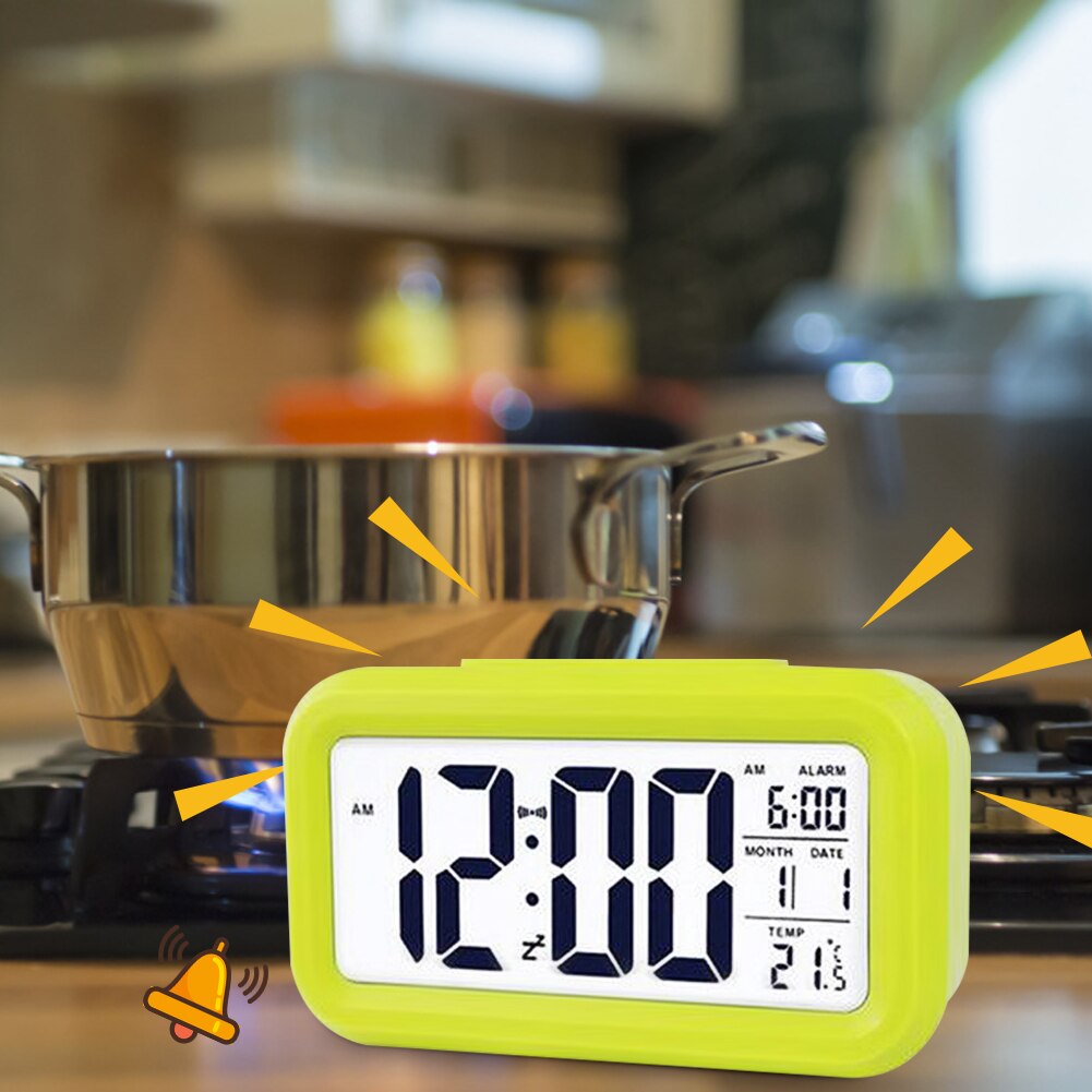 Smart Temperature Alarm Clock LED Digital Electronic Backlight Calendar Desktop Table Watch Battery Power Clocks