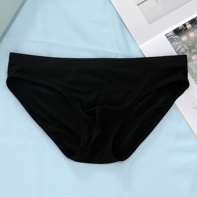 Summer Men&#39;s Ice Silk Panties Ultra-thin Silky Breathable Translucent Low Waist Briefs Comfortable Cool Underwear Male: Black / L