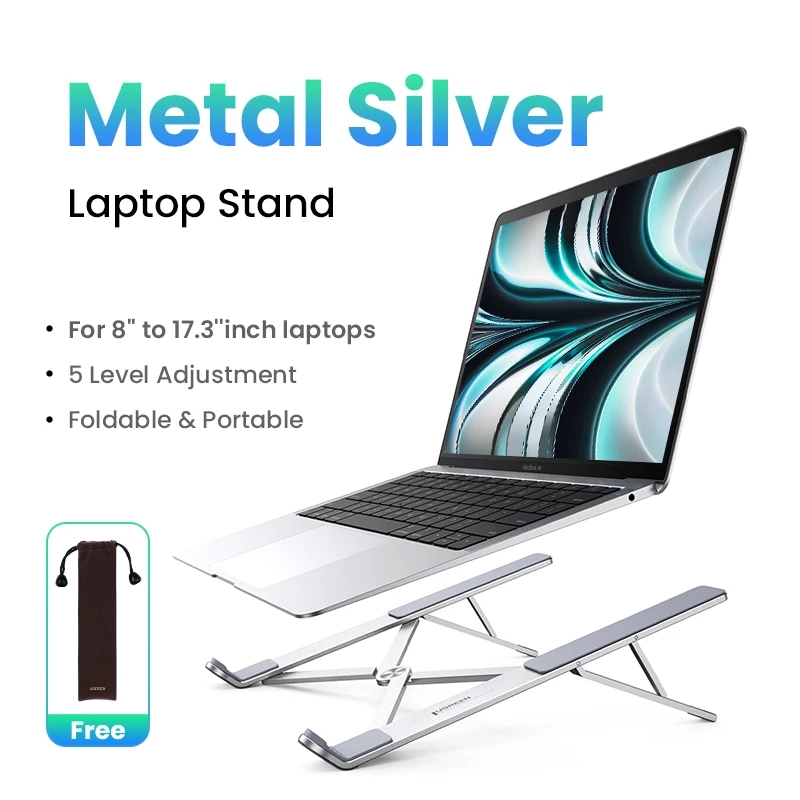 UGREEN Laptop Stand Holder For Macbook Air Pro Foldable Aluminum Vertical Notebook Stand Laptop Support Macbook Pro Tablet Stand: Gold