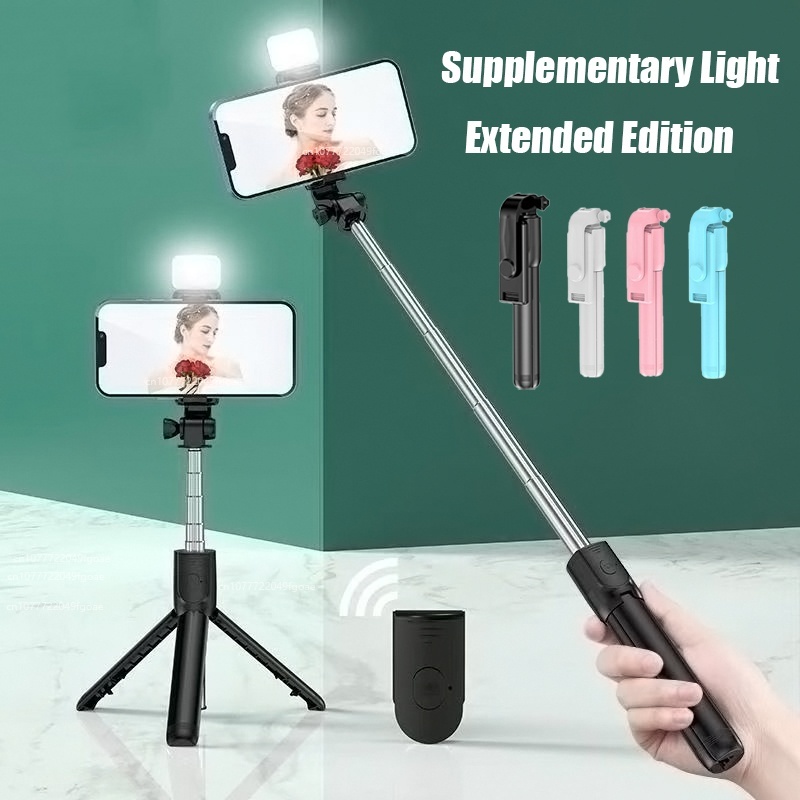 Bluetooth Selfie Stick Draadloos 360° draaibaar statief Afstandsbediening Sluiter Invullicht Multifunctionele intrekbare standaard