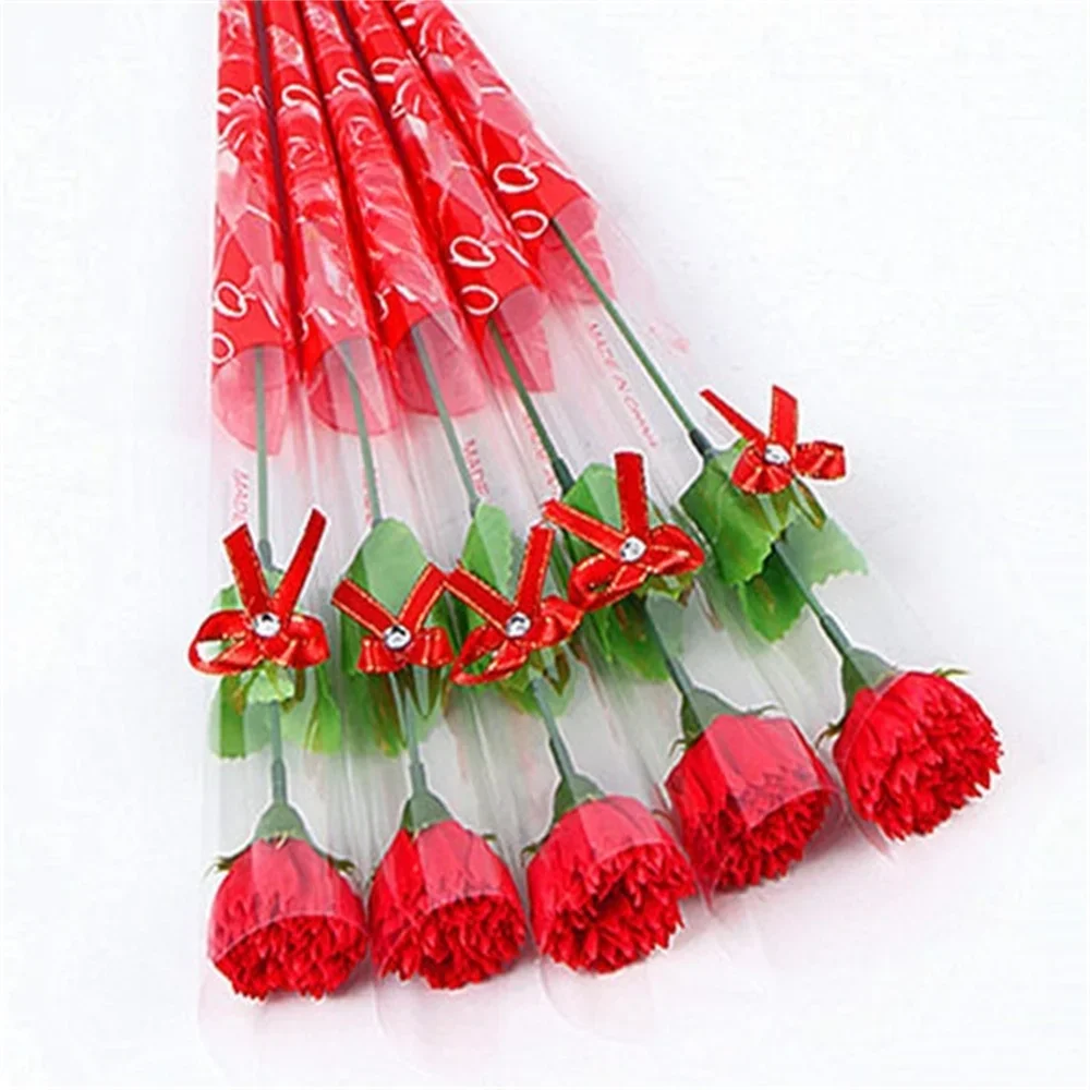 1 Piece Single Stem with Plastic Packaging Soap Made Flowers Artificial Carnation Bouquet Valentine's Day: Brown