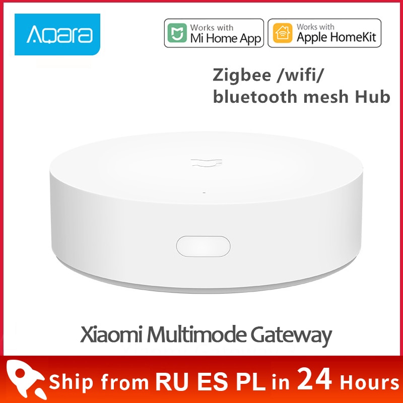 Xiaomi Smart Multifunctional Gateway 3 Bluetooth Zigbee WiFi Remote Control RGB Radio Home Security Device Support Apple Homekit