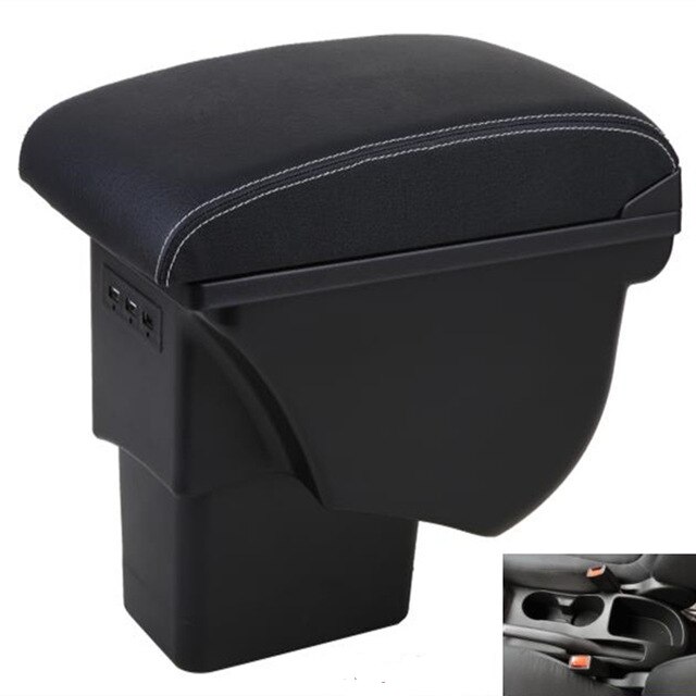 Voor Kia Soul Armsteun Doos Lederen Auto-interieur Onderdelen Center Console Armsteun Doos Auto Armleuningen Opslag Met Usb: Black white line