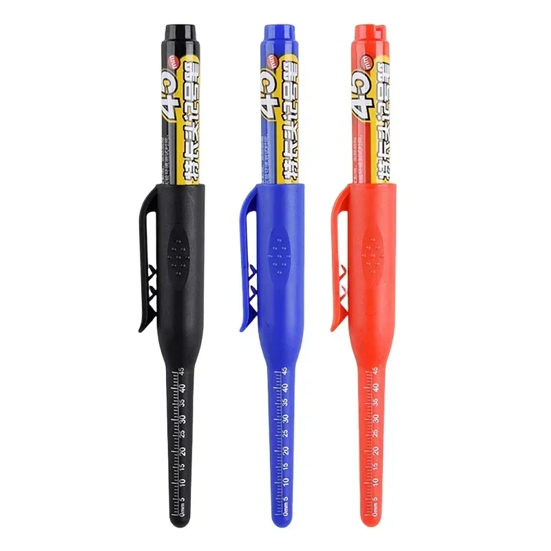 12-1 Uds. Rotuladores multiusos de 45mm de profundidad con agujeros, puntas largas, rotuladores impermeables para baño, carpintería, bolígrafos de carpintero de cabeza larga: Verde