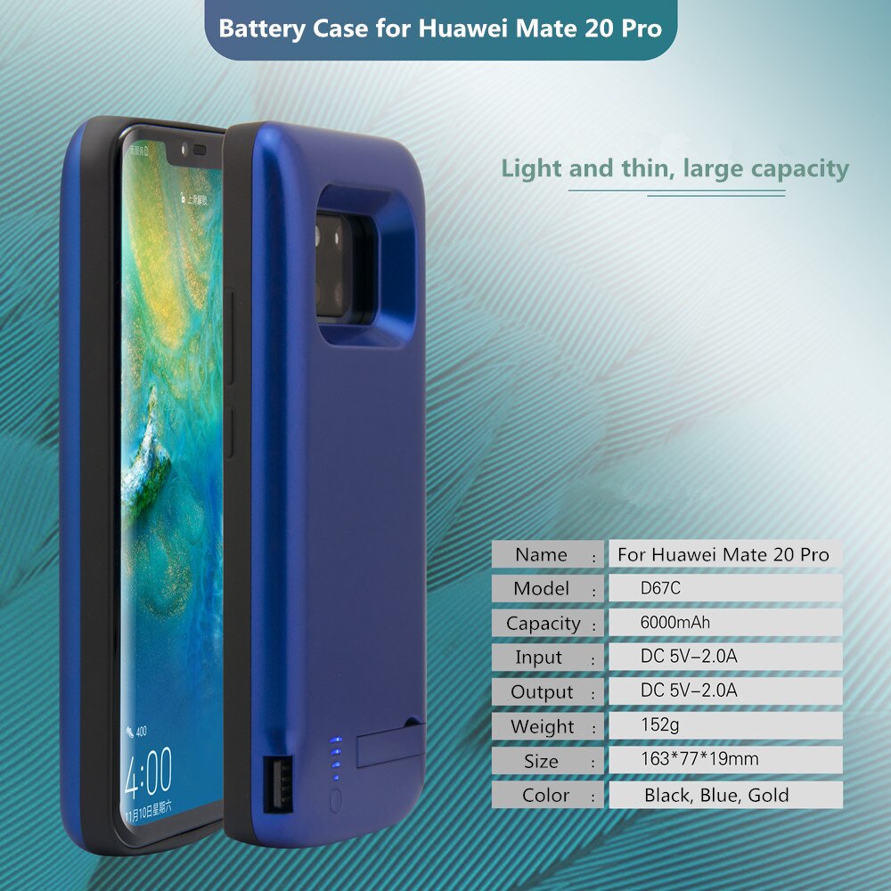 6000Mah Externe Batterij Oplader Cover Voor Huawei Mate 20 Pro Batterij Case Draagbare Power Bank Snelle Charger Power gevallen