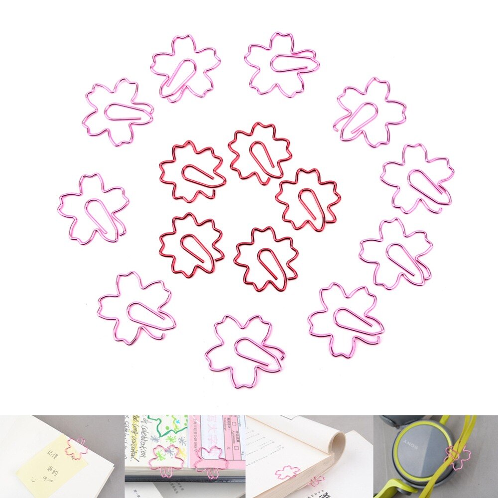 Sakura-clips de papel con flores de cerezo para Marcadores de libro, papelería para niños, estudiantes, niños, escuela, suministros de oficina