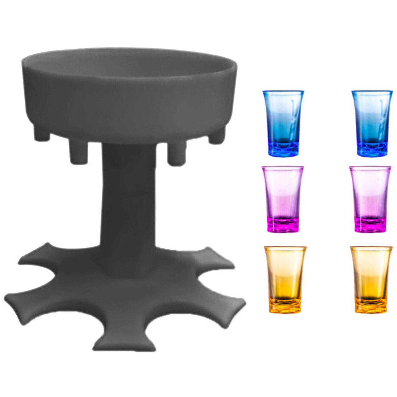 Shot Glass Dispenser Grey Multiple Six Ways 6 Shot Party Wine Tools Pourer Drinking Games Glass Dispenser: Gray  A2