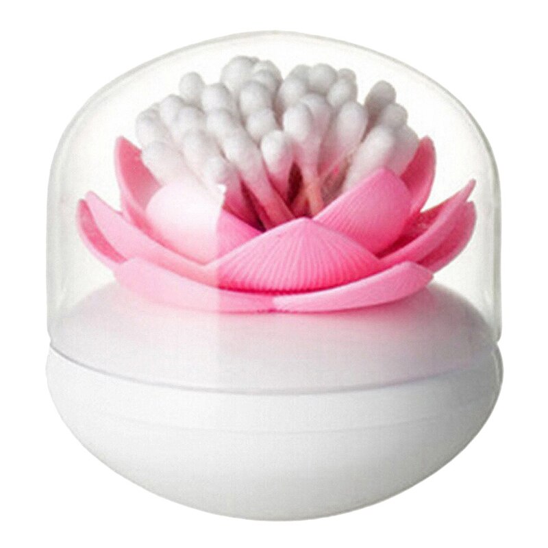2 pièces Chic Lotus fleur coton bourgeon porte cure-dents étui coton-tige boîte décor à la maison, rose et vert