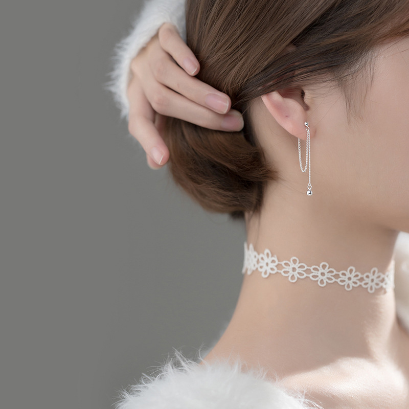 VOQ Silver Color Exquisite Wavy Simple Earrings Temperament Tassel Long Earrings Female Jewelry: Yellow
