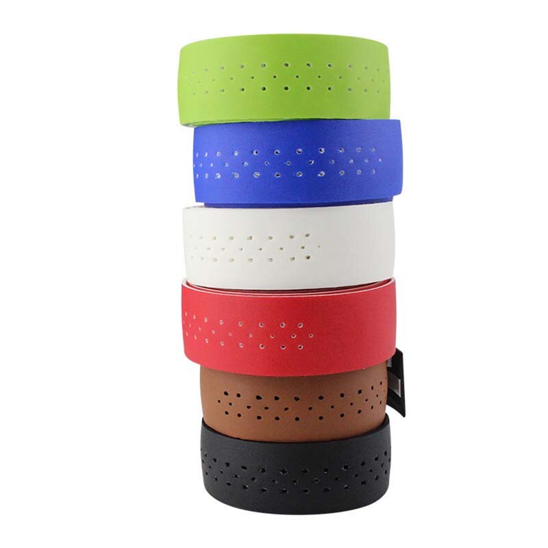 Bicycle Handlebar Tape MTB Road Bike PU Leather Perforated Belt Breathable Bike Handle Bar Wrap Straps Fixed Gear Belt BC0143