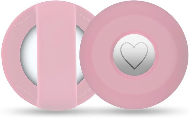 Airtag koiran kaulapantapidike silikoni appl air tag suojakotelo, joka sopii 0.8-1.2 tuuman kissan ja lemmikin kaulapanta renkaaseen: Vaaleanpunainen