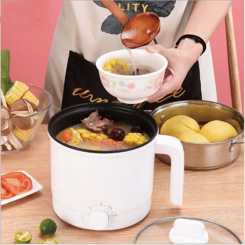 Multi-function electric cooker Mini low-power noodle cooking electric pot in student dormitory bedroom: White no steamer / CN