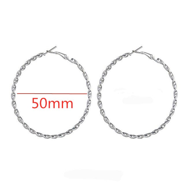 50mm 60mm 70mm Einfache Spirale Große Creolen Für Frauen Aussage Großen Kreis Runde Ohrringe Partei schmuck Mädchen: Stahl farbe