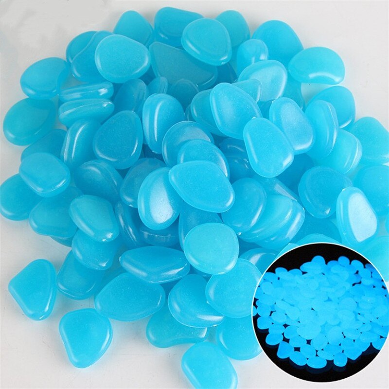 10 Pcs Amazing Garden Decor Luminous Stones Glow In the Dark Pebbles Light Emitting Aquarium Fish Tank Decoration Pebble Rocks: Dark Blue