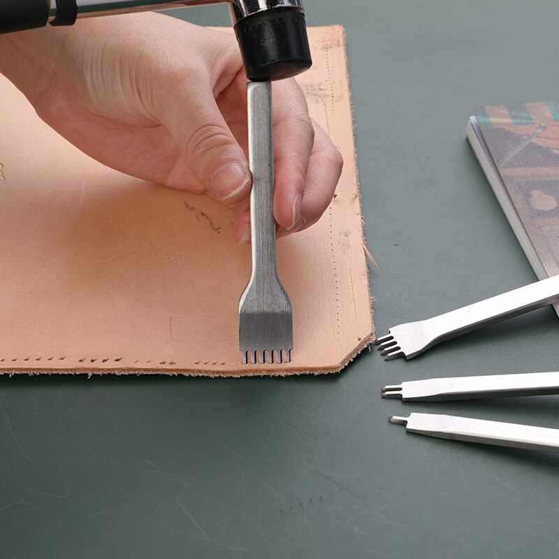 Lmdz Lederen Naaien Tool Set Skiving Mes Hand Punch Groover Houten Handvat Priem Wax Draad Schaar Leer Naald Accessoires