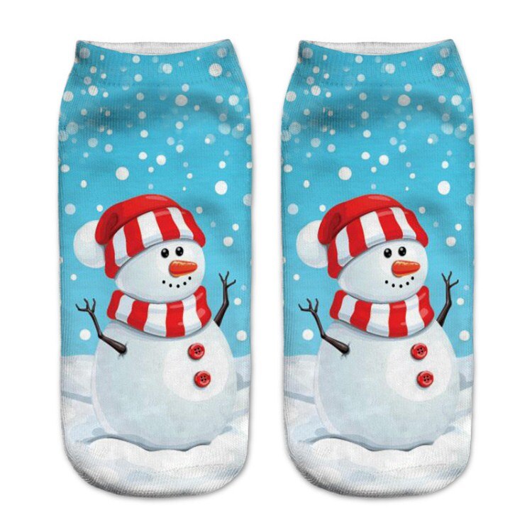 Kvinner 3d printin julesokker unisex tegneserie elg snømann santa sokker kvinner low cut ankel julesokker calcetines mujer -086: 14