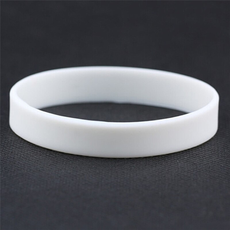 Silicone Rubber Wristband Flexible Wrist Band Cuff Bracelet Sports Casual Bangle For Women Men: White