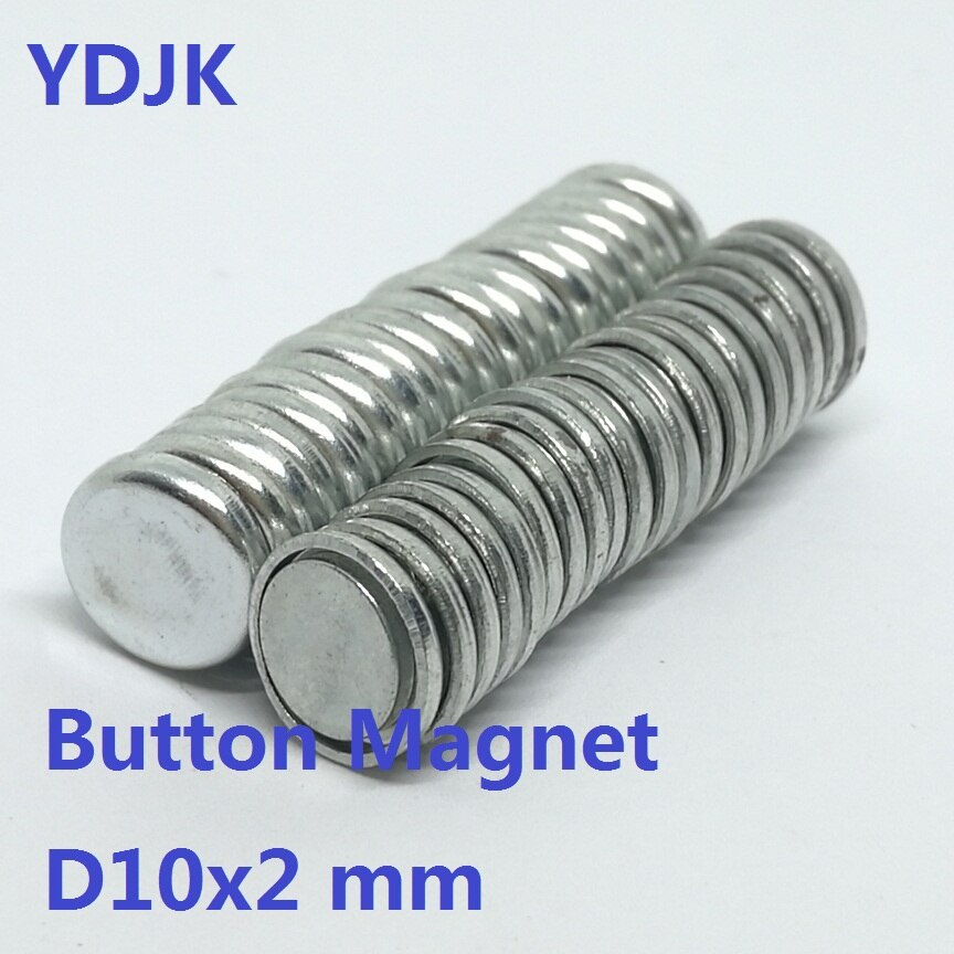 10 20 50 100 PCS/LOT bouton aimant 10*2 terres rares néodyme fort disque Permanent aimants 10x2 pour boîte un côté avec bouchon en fer