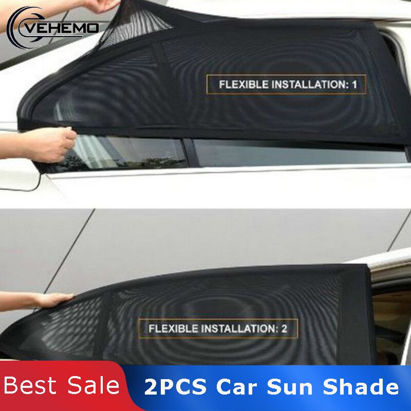 2Pcs Car Window zonnescherm zonnescherm Cover UV Muggen Stof Bescherming Mesh Gordijn Side Window Zonnescherm auto Auto -covers