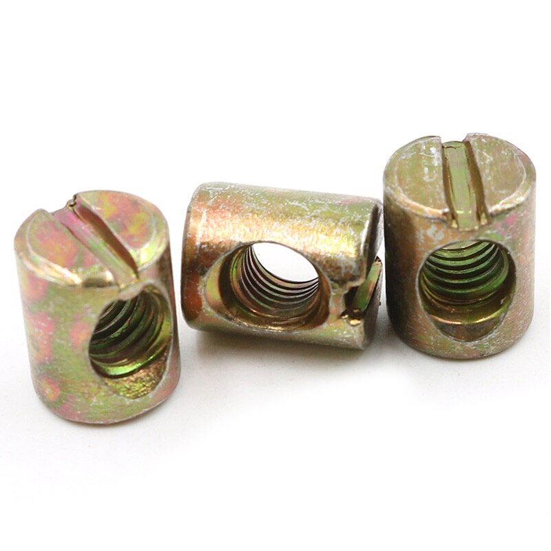 24 pieces M6 Barrel Nuts Cross Dowels Slotted Nuts for Furniture Beds Crib Chairs