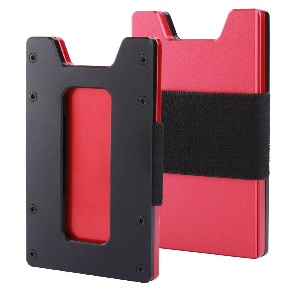 Minimalist Carbon Fiber Slim Wallet for Men & Women Slim Front Pocket Wallet & Credit Card Holder RFID Blocking: Black Red