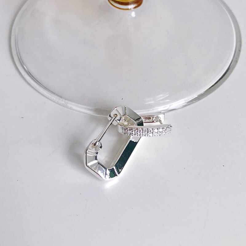 HUANZHI Bunte Emaille Metall Geometrische Schloss Platz Stift Zucht Ohrringe Hohl Strass für Frauen Mädchen Reise Schmuck: 4