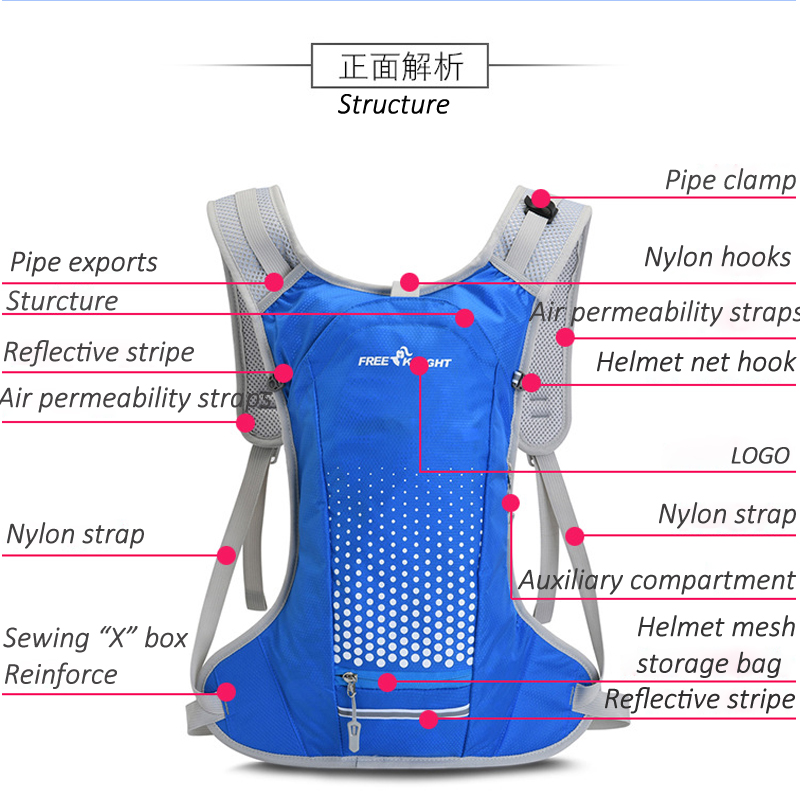 Hydration Backpack Bag Portable 2L Water Bladder Bag Tail Running Cycling Hiking Camping Jogging