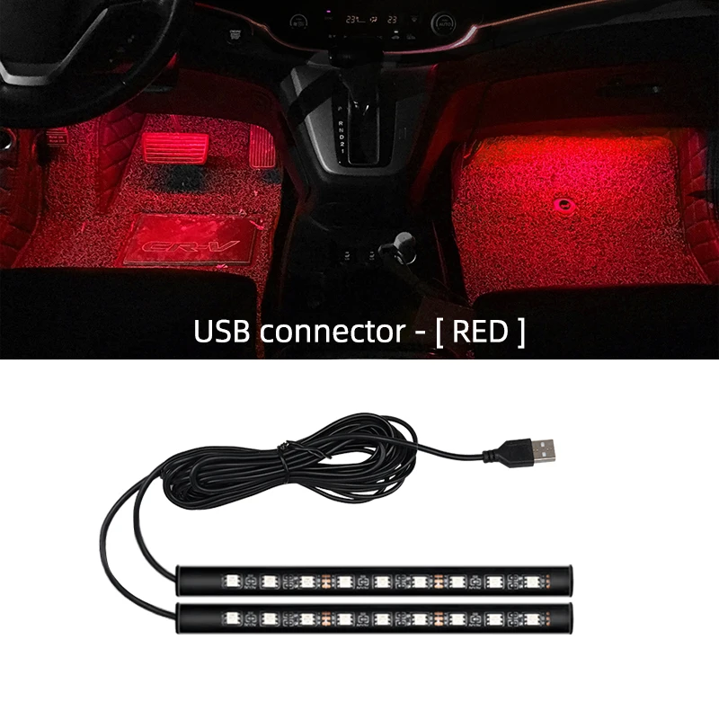 Luz Led ambiental para coche con USB, 5V, Universal, lámpara de pie Interior para coche, decoración, iluminación de retroiluminación, luces de neón decorativas para coche: 8000 K blanco azul