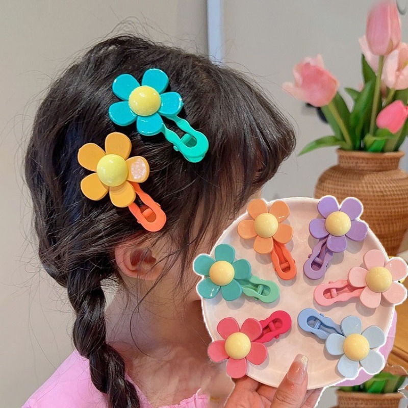 Horquilla colorida con flores coreanas para niña y niño, pinzas en forma de garra para el pelo, accesorios para , diadema de cangrejo, 2 uds.