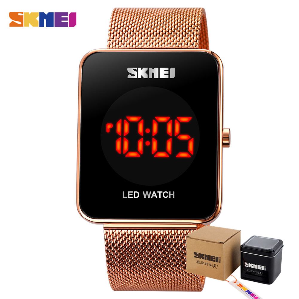 Skmei Led Tijd Datum Display Waterdicht Man Klok Japan Digitale Beweging Rvs Heren Horloges Relogio Masculino 1900: Rose Gold with box
