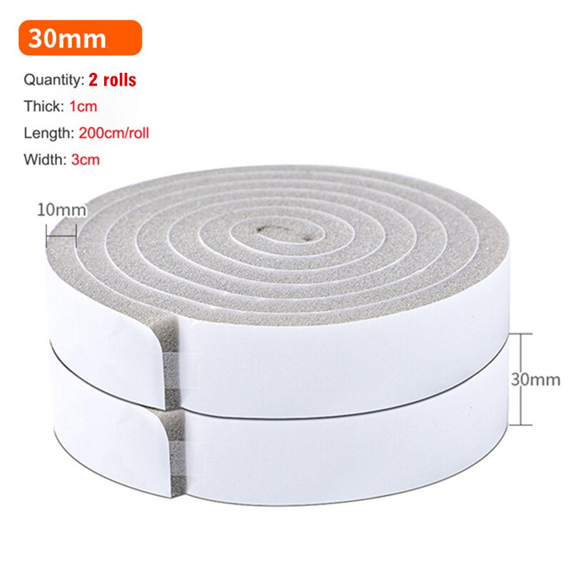 2 Roll Door Window Sealing Strip Weather Stripping Self-Adhesive Soundproof Sponge Foam Insulation Tape Windproof Dustproof Seal: Gray 3cm  2 Rolls