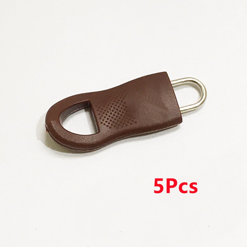 5 Stks/set Vervanging Rits Tags Zip Fixer Voor Kleding Zwarte Rits Pull Fixer Voor Reistas Koffer Kleren Tent Rugzak: Brown / S