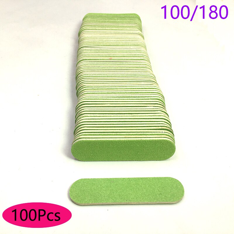 Limas de madera desechables para manicura, papel de lija, pulido, Mini lima de uñas, 100 Uds.: Green