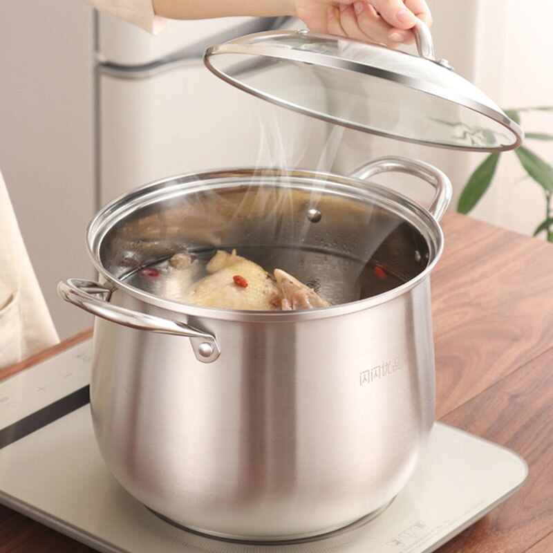 Beemsk 4l rostfria soppgrytor med ånglåda 24cm 304 nudelmike gröt lagergryta för gasspis induktionsspis