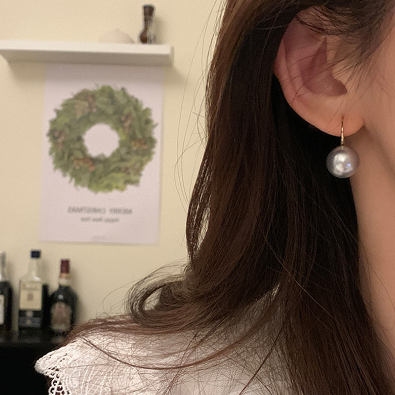 Pendientes con pasador de perlas grises simples para mujer, joyería y dulce, de , novedad de 2023