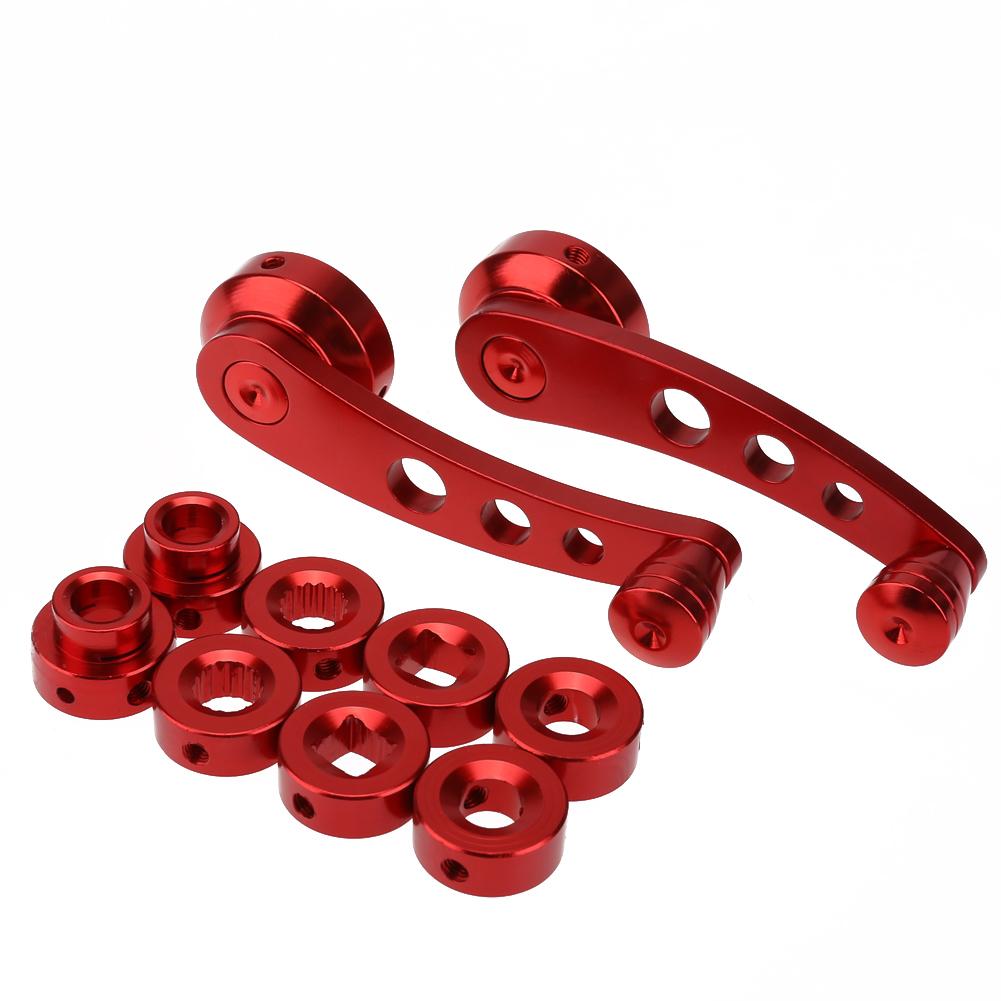 2 Stuks Aluminium Universal Car Window Handvat Winder Riser Vervanging Winder Crank Riser Kit Universal Auto Accessoires: Rood