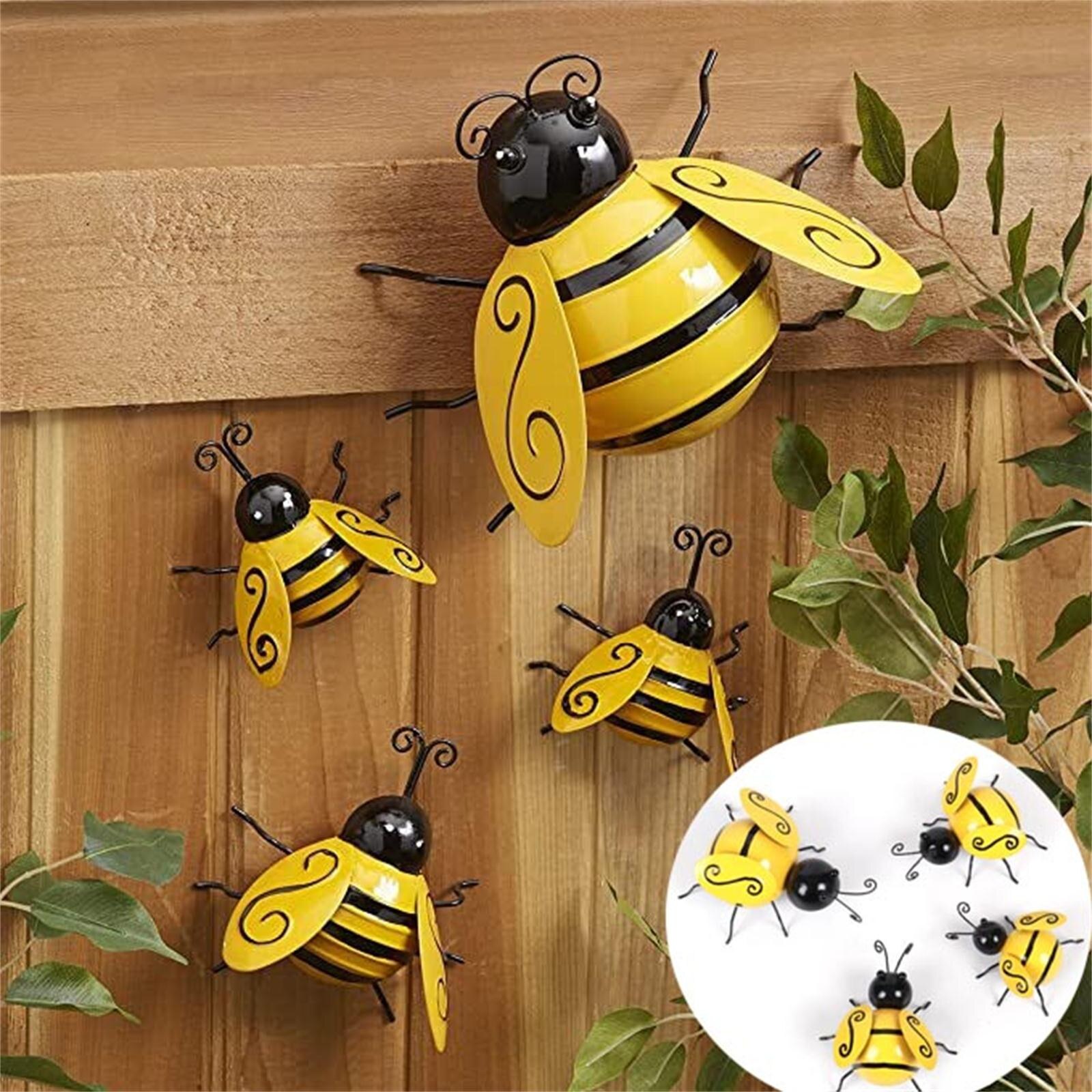 Bee Figurines Collection Decorative Metal Bumble Bee Garden Accents Lawn Ornaments Miniatures Home Decor Decoration #40