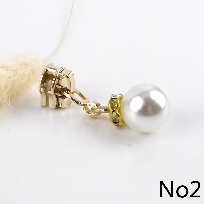 Meetee 5pcs 3# Pearl Puller Metal Zipper Sliders for Metal Zippers DIY Bag Costume Decoration Zip Slider Head Sewing Accessories: 2
