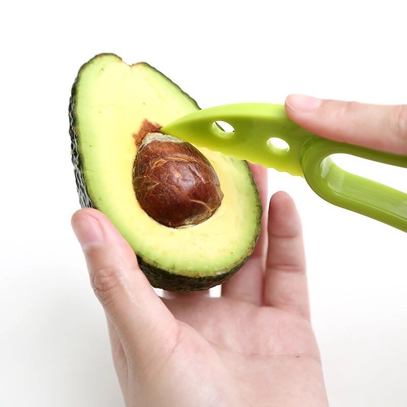 Rebanador de aguacate 3 en 1, rebanador de manteca de karité, pelador de frutas, separador de pulpa, cuchillo de plástico, utensilios para vegetales de cocina