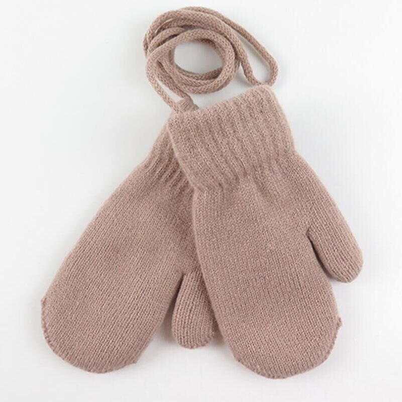 Kinderwinter dikke gebreide kasjmier dubbele lagen warme handschoenen voor kinderen schattige handschoenen met lange vingers wanten