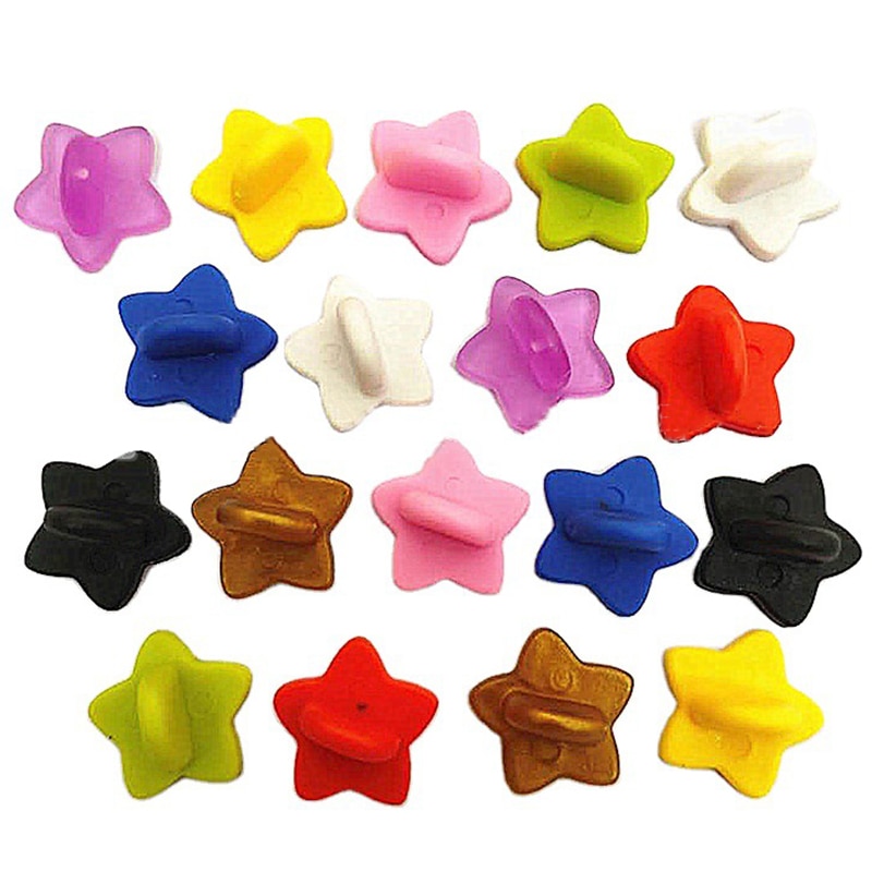 50 Uds. Broche de goma con hebilla, broche de estrella, Pin trasero, mariposa, embrague, insignia para apretar, tapones traseros para broche DIY, accesorios de joyería