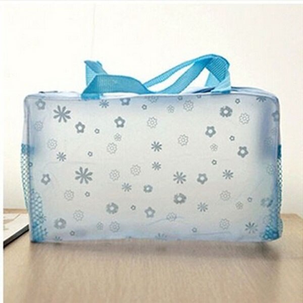 Bolso de natación para mujer, impermeable, transparente, de PVC, de plástico, para piscina, playa, organizador de maquillaje, neceser, bolsa de almacenamiento de PVC: Color azul