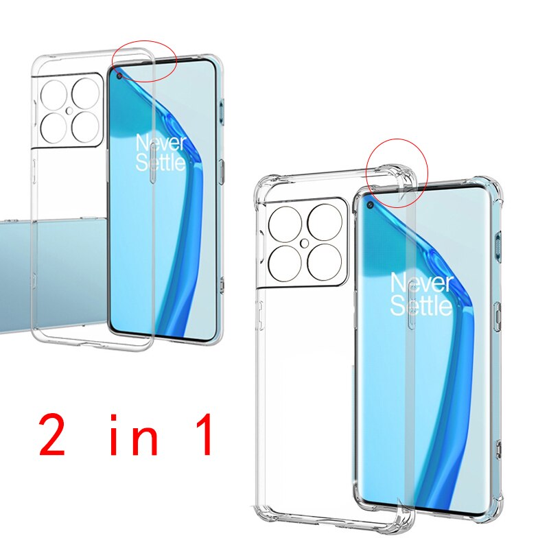 Voor Oneplus 10 Pro Case Slim Transparant Soft Tpu Clear Telefoon Cover Beschermende Funda: 2 in 1