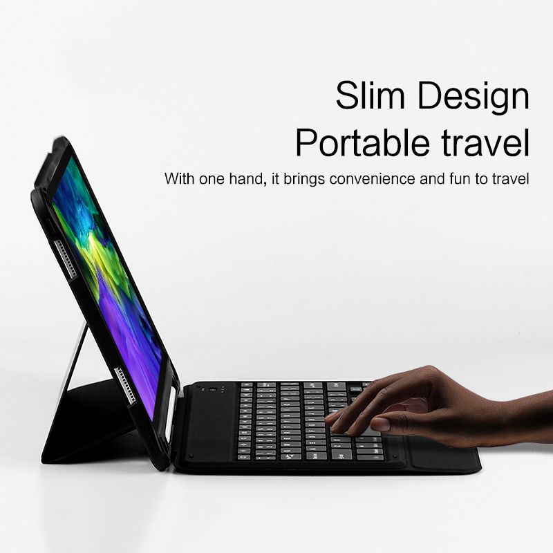 AJIUYU etui na klawiaturę do ipada Pro 11 cali 2018 Tablet bezprzewodowa oddzielna klawiatura Bluetooth air4 10.9 cala ochronna inteligentna okładka