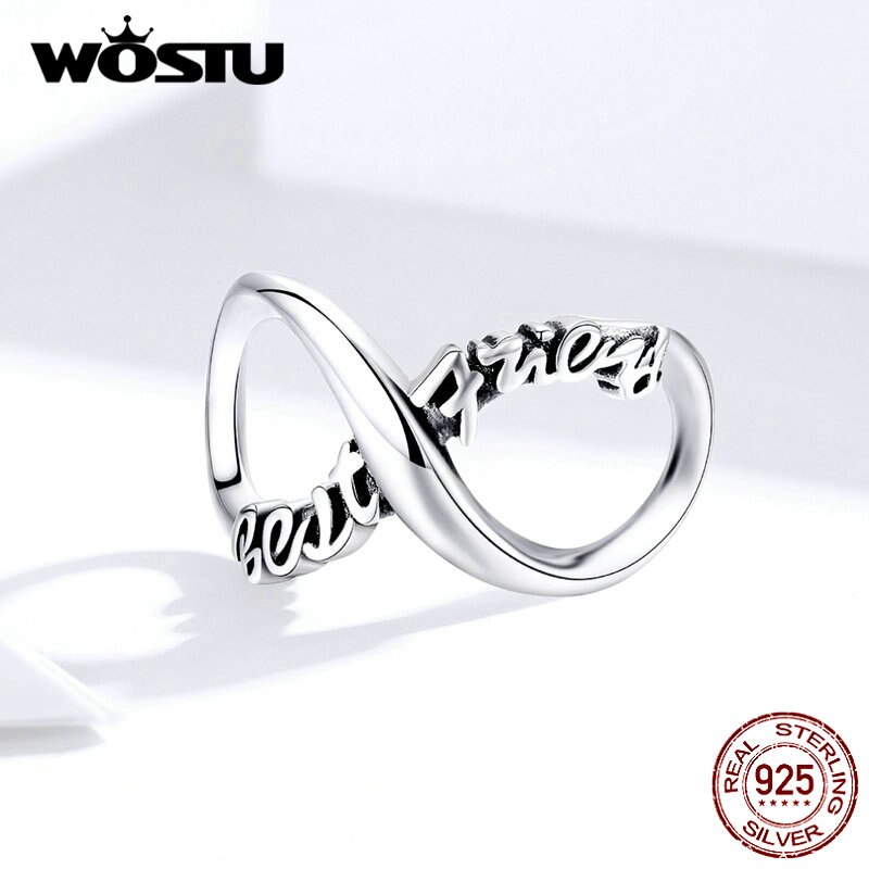 Wostu Infinity Liefde Kralen 925 Sterling Zilver Beste Vriend Charms Fit Originele Armband Hanger Vriendschap Sieraden CQC1344