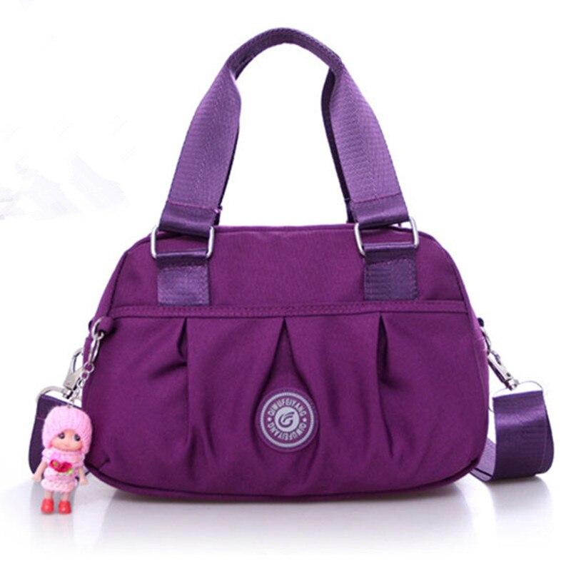 Solide Frauen Umhängetaschen Handtasche Reißverschluss Nylon Umhängetasche Lässig Schulter Taschen Tote Bolsas Femininas: Violett