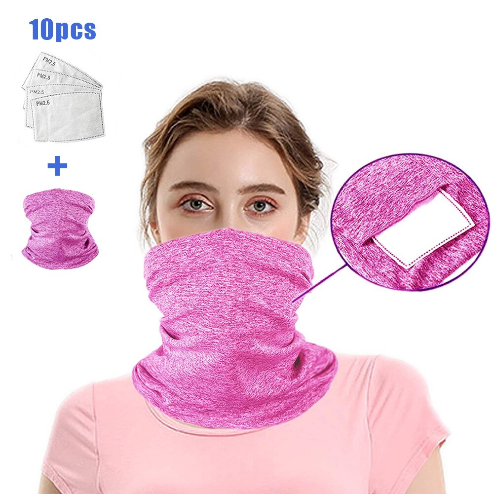 Mascarilla facial multiusos para el cuello, Bandanas con filtros PM2.5, antipolvo, para exteriores, F2, 2 uds.